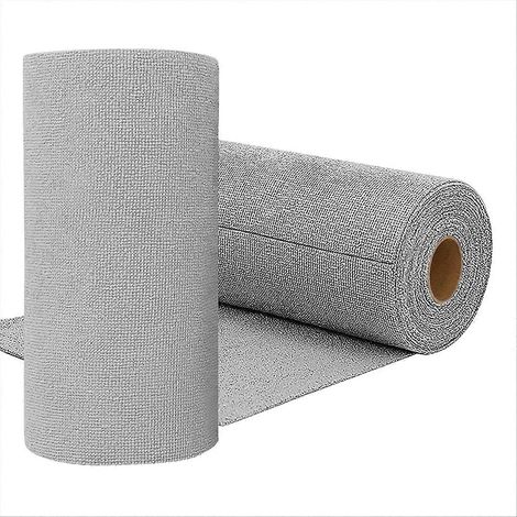 Rouleau de chiffons de nettoyage en microfibre, lingettes en microfibre réutilisables et détachables, chiffons ultra-absorbants lavables, lot de 2 rouleaux gris (1/5)