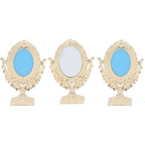 Ensemble de 3 miroirs miniatures vintage avec peigne, miroirs de maquillage pour maison de poupée miniature à l'échelle 1/12, accessoires de décoration ovales (1/5)