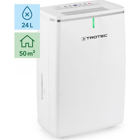 TROTEC Deshumidificador TTK 72 E, 24 L/día, Indicador LED, Depósito 5,5 litros, Compacto, Función Secado de Ropa (1/5)