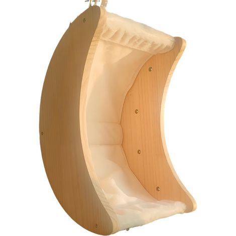Hamac en bois pour chat à fixer sur le rebord de fenêtre, avec ventouses, pour l'intérieur. (1/3)