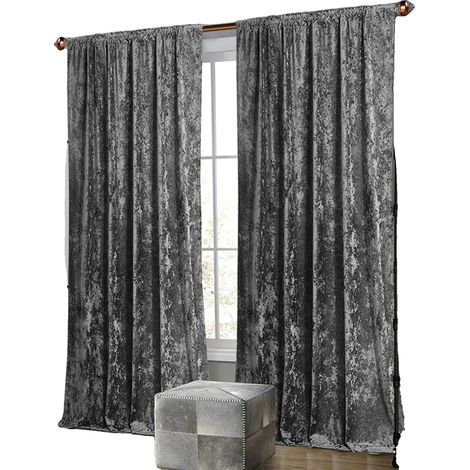 Tenda in velluto, oscuramento 50-70%, con passante per asta, grigia, 55 x 88 pollici, 1 pannello (1/2)