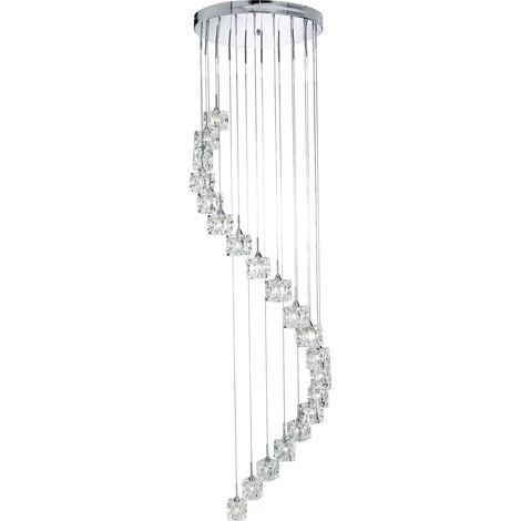 Searchlight Ice Cube - Pendentif en grappe en spirale à 20 ampoules DEL intégrées, fini chrome