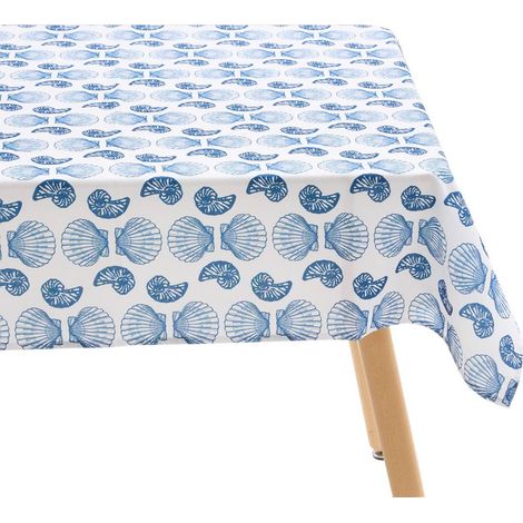 Tovaglia oceania 240x140cm blu navy stampa conchiglie - Atmosphera créateur d'intérieur