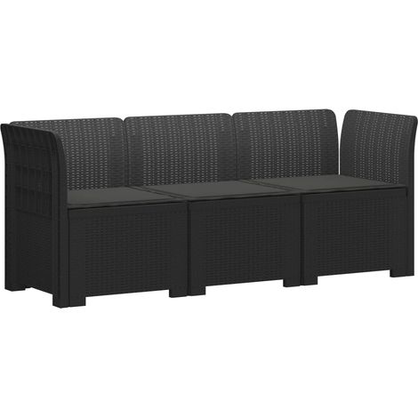 3-Seater Garden Sofa with Cushions Rattan Look PP Anthracite vidaXL (1/5)