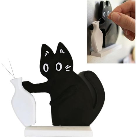 Magnetische Vase mit schwarzer Katze – 1 Stück – Kunstharz – Blumendekoration – Kühlschrank und Schreibtisch – Kleines Modell (1/5)