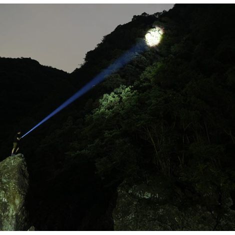 Superhelle 900-Lumen-LED-Taschenlampe, wiederaufladbar, lange Akkulaufzeit, 5 Beleuchtungsmodi und Zoomfunktion.