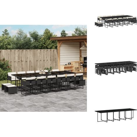 Ensemble à manger de jardin 17 pcs coussins noir résine tressée - Ensemble De Salle À Manger De Jardin - Ensembles De Salle À Manger De Jardin - Ensemble De Salle À Manger D'extérieur - Ensemble De Sa (1/5)