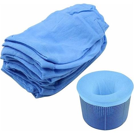 Chaussettes Skimmer Piscine Pool Socks - 10 Pièces Bleues durables en Nylon élastique pour Panier, Filet filtres, Feuilles, Pollen, Insectes, Tissu d'écumeur Peuvent Emprisonner Pollen, Cheveux (1/5)