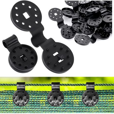 50 Stück Clips für Schattierungsnetze, Sichtschutzwände, Zaungewebe, Windschutzgewebe, Befestigungsclips mit Kunststoffösen, Gartennetz-Gewächshausbefestigungen (mit Haken) (1/5)