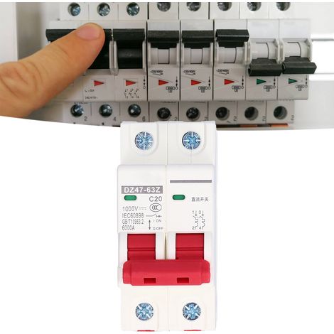 DZ47-63Z C20 2P Miniatur-Leistungsschalter für Solar-Photovoltaikanlagen, Miniatur-Gleichstrom-Leistungsschalter, 20 A, DIN-Schienenmontage, Niederspannung DC 1000 V, Schaltvermögen von 6000 A. (1/5)
