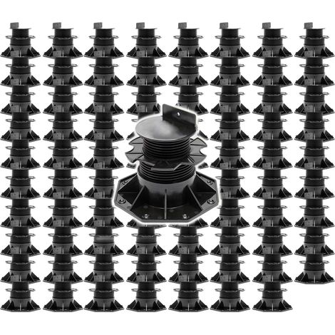 XPOtool Lot de 80x Plots de terrasse – Charge 2700 kg – Hauteur réglable 60-128 mm – en PP – Pieds de support pour Lames Dalles Lambourdes