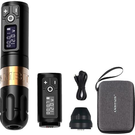 Drahtloser Tattoo-Stift, leistungsstarker bürstenloser Motor, verlängerte Akkulaufzeit, Goldenes Kit (1/2)