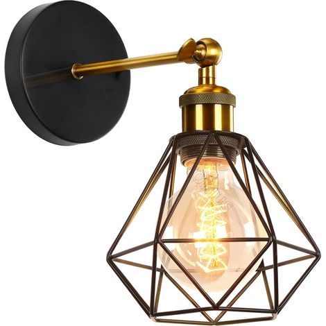 E27 Metal Brass Wall Sconce, Adjustable 180°, Vintage Ceiling Light for Indoor Living Room and Kitchen (1/5)