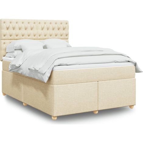 Boxspringbett mit Matratze Creme 140x200 cm Stoff