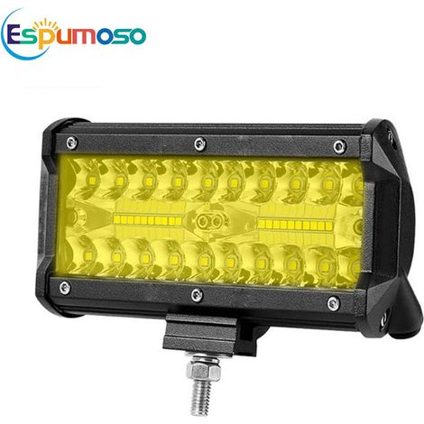 Phare de Travail LED 120W Projecteur LED Voiture Etanche IP67 Spot Flood Feux Antibrouillard LED Feux de Travail pour Voiture Camion Tracteur SUV--couvercle frontal avec vis (étanche) jaune (1/5)