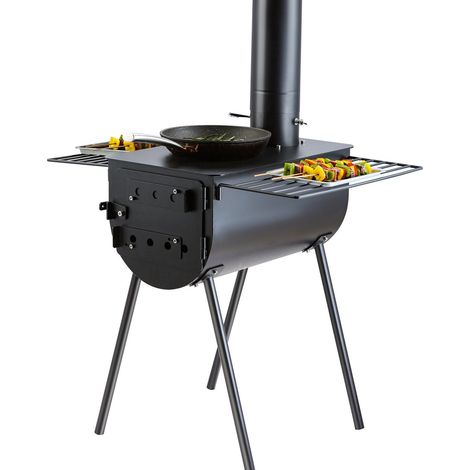 Poêle à bois portable 3 m en acier allié pour tente de camping,avec cheminée et gants,idéal pour la cuisine et le chauffage en extérieur (1/5)
