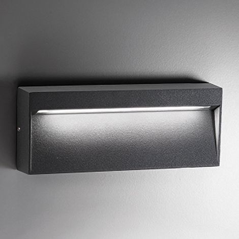 Bottom Lampada da Parete a LED Grigio Scuro 8.5W IP54 3000K in Alluminio pressofuso per Interni ed Esterni Design Moderno ed Elegante Linea Slim (1/2)