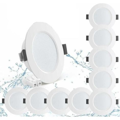 Lot de 10 spots LED encastrables 5W IP44 – Blanc neutre 4000K – Étanchéité 450lm – Profondeur 25mm pour salle de bain et cuisine (1/5)