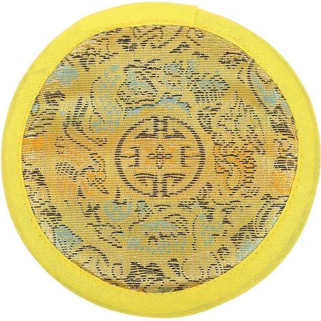 Tapis de bol chantant (1 pièce), décoration artisanale d'art bouddhique tibétain pour salle du Bouddha-10X10X0.8CM-Yellow (1/4)