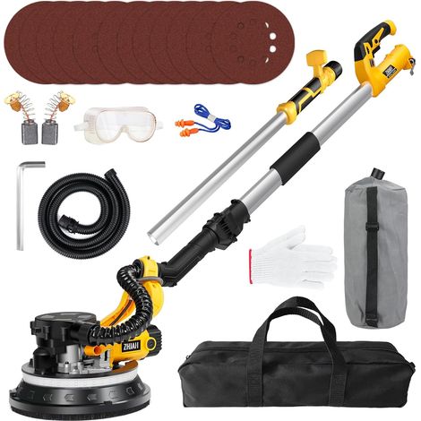 1 Ponceuse Girafe 880W, 5 Vitesses Variables, Tête Flexible 360°, LED, Pour Plâtre Et Plafond