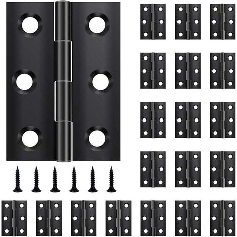 Pack de 20 Charnières Piano Noires Acier Inoxydable 44x31 mm pour Portes Fenêtres Armoires avec Vis (1/4)