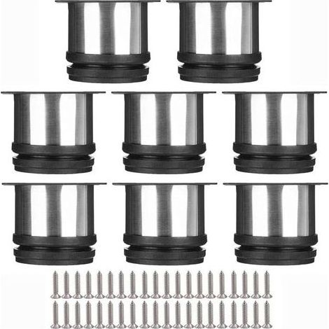 Selected Lot de 8 Pieds de Meubles, Pied Cuisine Réglables Ø 50 mm/Hauteur 50 mm Ronds Métal Acier Inoxydable Canapé Jambe Table Pieds (1/4)