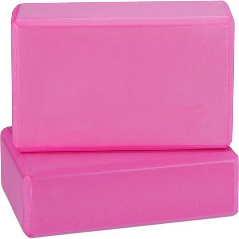 Lot de 2 blocs de yoga en mousse EVA haute densité, demi-hauteur, coloris rose fuchsia, accessoires de yoga et de fitness (1/5)