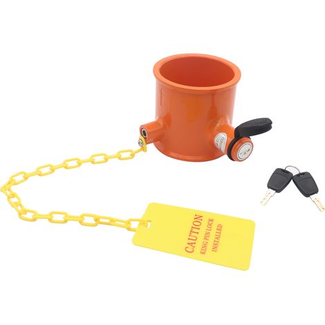 Ortviai Serrure de rotule pour remorque en alliage avec couvercle étanche et 2 clés – FC6531-1124, jaune et orange