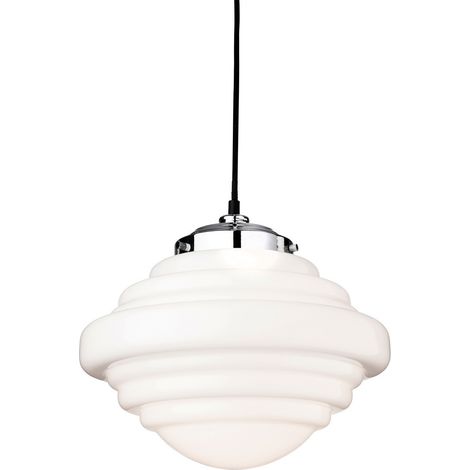 Firstlight Art - Suspension à 1 ampoule au fini chrome, verre blanc opale, E27 (1/2)