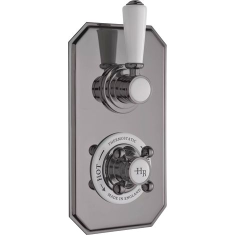 Hudson Reed Topaz Twin Concealed Shower Valve Dual Handle - Brushed Pewter