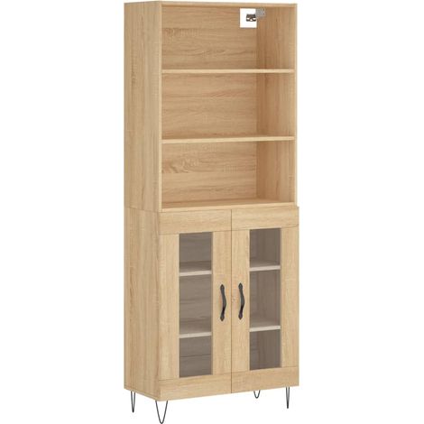 Buffet credenza cassettiera armadio mobile contenitore organizer cucina soggiorno salotto rovere Sonoma alto 69,5 x 34 x 180 cm legno ingegnerizzato marrone 020034172