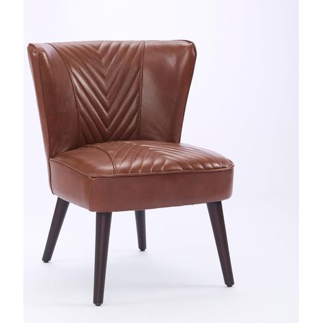 Fauteuil en Cuir véritable,Chaise d'accent Moderne - Structure en Bois d'hévéa Massif - Fauteuil Lounge sans accoudoirs - Salon, Chambre à Coucher, Cuisine