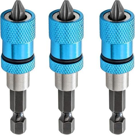Set mit 3 magnetischen Bithaltern mit einstellbarem Tiefenbegrenzer für Gipskarton und Trockenbauwände (1/5)