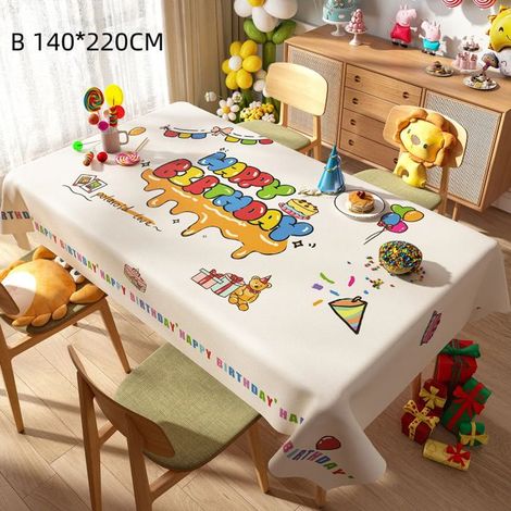 1 nappe jetable anniversaire, motif Happy Birthday coloré, nappe plastique PE imperméable, décoration fête enfant, pour table rectangulaire jusqu'à 140x220 cm