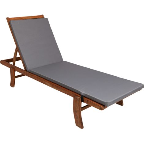 Coussin de chaise longue 190x60x4cm, coussin pour chaise longue de jardin, chaise longue en bois gris, coussin de chaise longue de piscine