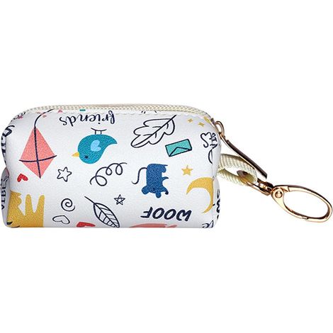 Porta sacchetti per escrementi di cane con clip da cintura, borsa portaoggetti per cani, stampa carina, porta sacchetti per escrementi di cane rosa e bianco facile da usare con clip da cintura, grazio