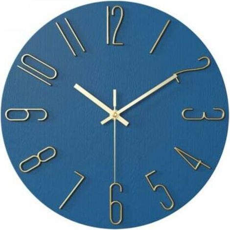 Horloge salon horloge murale 12 pouces 30CM lettres or bleu