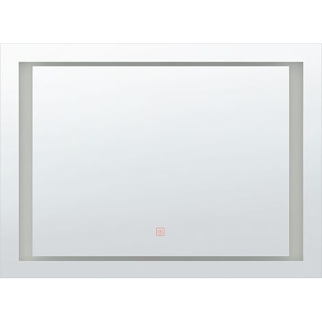 Espejo de pared LED rectangular 60 x 80 cm moderno vintage glamuroso maquillaje baño tocador dormitorio Eyre