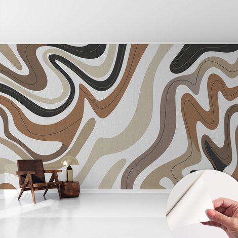 Papier peint autocollant avec imprimé pour intérieur moderne application facile a motif Vagues harmonieuses 416x254 cm (1/5)