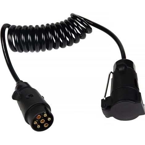 Cable D Extension Remorque - 7 Broches Vers 7 Broches - 2 M - Rallonge Spirale Pour Caravane Et Vehicule - 1 Piece (1/5)