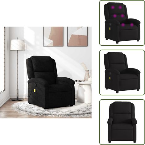 Asiento cómodo - vidaXL Sillón reclinable de masaje de tela negro - Reposapiés
