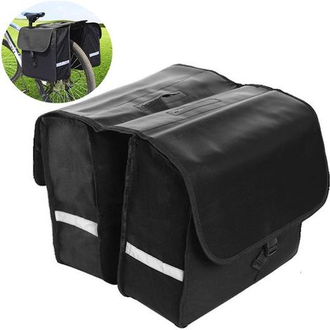 Sacoche de vélo double 28 L, étanche avec éléments réfléchissants, fixation universelle, grande capacité pour vélo électrique et déplacements quotidiens, noir (1/5)