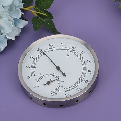 Thermomètre Hygromètre 2 en 1 Acier Inoxydable pour Sauna & Hammam - Thermo-hygromètre Intérieur (1/4)