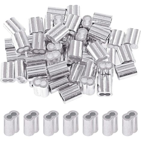 Lot de 200 manchons à sertir en aluminium de 2 mm - Embouts à double barillet pour câble métallique et câble (200 pièces) (1/5)