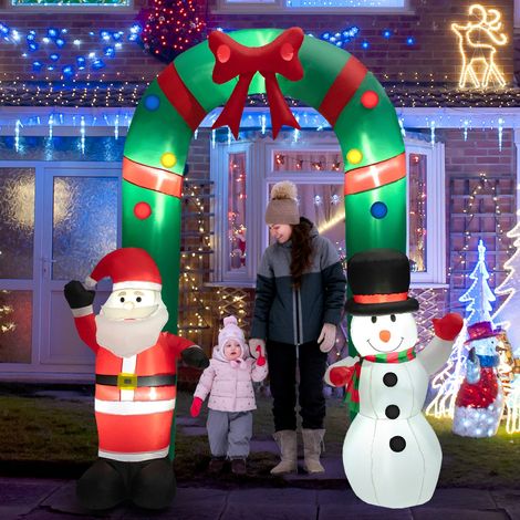 245 cm Arche Gonflable de Noël Décoration Extérieure avec Père Noël et Bonhomme de Neige Lumières LED et Souffleur Intégré Coloré (1/5)