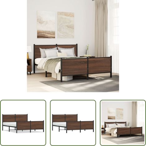 Cadre de lit - Cadre de lit en métal sans matelas chêne marron 140x190 cm (1/5)
