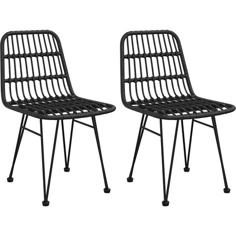 Maison Exclusive - Gartenstühle 2 Stk. Schwarz 48x62x84 cm PE-Rat (1/5)