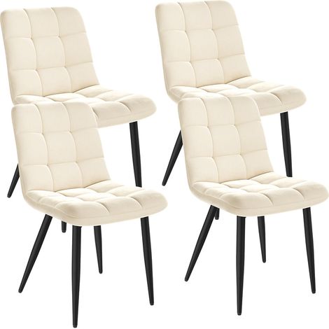 Lot de 4 Chaises, Pieds en métal, Dossier Assise rembourrée pour Cuisine Salon Chambre Bureau - 44x54x85 cm