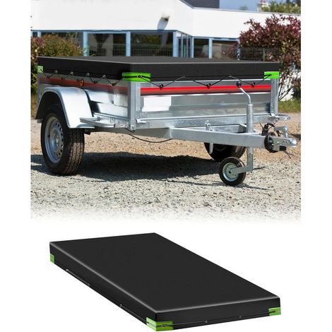 Anhängerabdeckung 214 x 122 x 13 cm – Verstärktes 420D-PVC – Wasserdicht – Vernickelte Kupferösen – 8 mm Gummiseil (1/5)