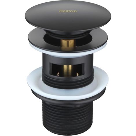 Bonde de Lavabo Pop up avec Trop-Plein Bonde de Vidage Automatique Universelle pour Vasque Salle de Bain Bouchon Lavabo Click Clack G1 1/4" en Laiton Système de Vidage Ronde Cuivre Noir Mat
